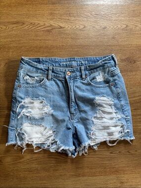 American Eagle Outfitters Light Blue Ripped Denim Shorts